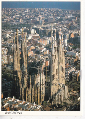 Sagrada Familia Barcelona Spanien Postkarte verschickt 1993 sehr guter Zustand