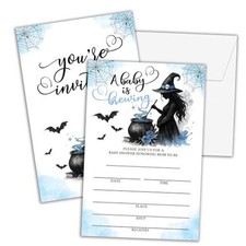 Halloween Baby Shower Invitations for Boys, 25 Double-Sided Halloween Witch