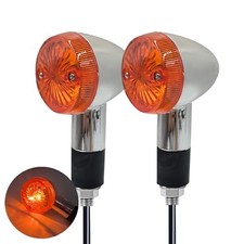 2pcs Motorcycle Turn Signals Chrome Bullet Front Rear Amber Blinker Lights