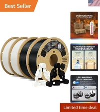 4KG  PETG 3D Printer Filament Bundle 1.75mm - 2 Black & 2 White Spools