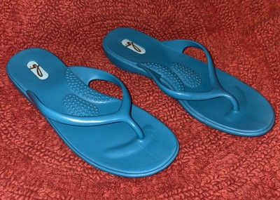 OKA b OKA Bee Millie Teal Blue Thong Flip-Flops Sandals Womens Size M