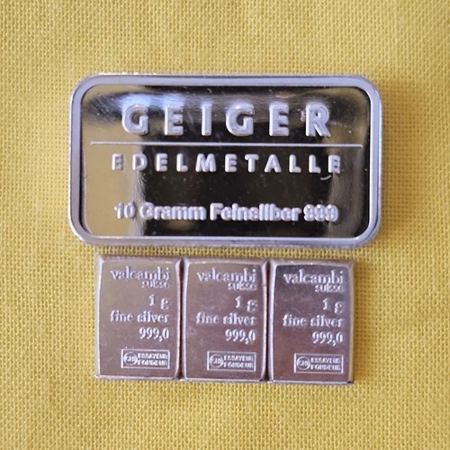 LOT of 2🔥RARE  👀🔥10 Gram GEIGER & 5 Gram Silver Bars .999 fine