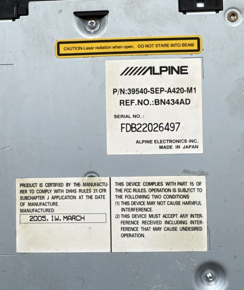 39540-SEP-A420-M1 2004 2005 2006 ACURA TL NAVEGAÇÃO GPS DVD DRIVE PLAYER (OEM) - Imagem 4 de 4