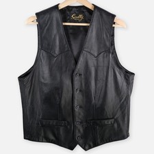 Scully Mens Black Leather Western Vest Size 40