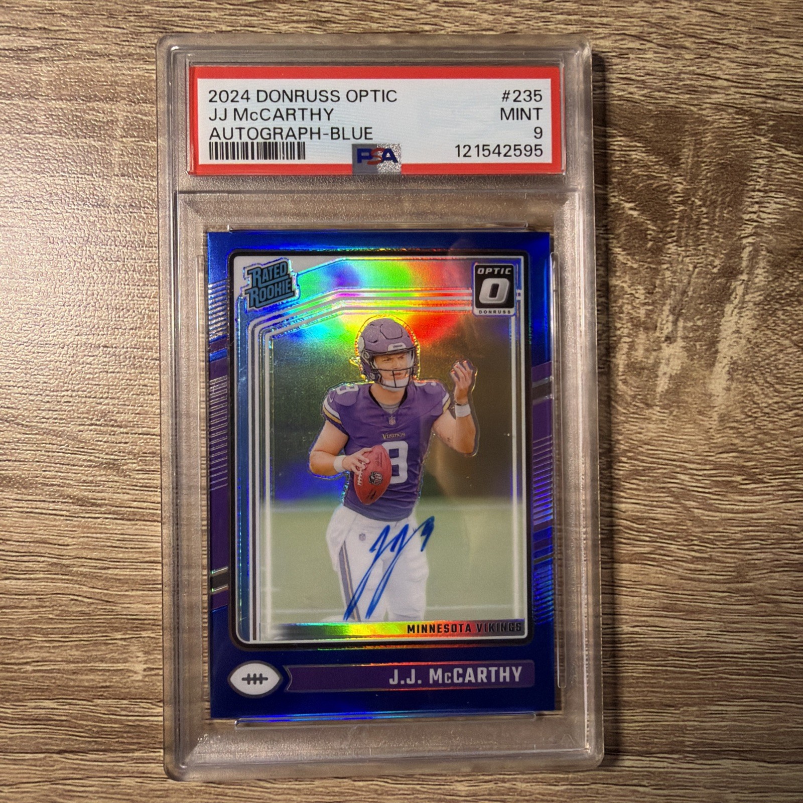 2024 Panini Donruss Optic - Rookie J.J. McCarthy #235 Blue Prizm Autographs /99