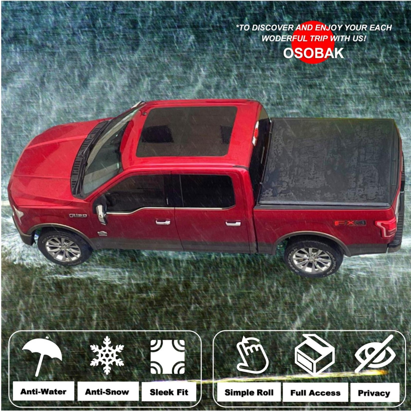 6.5' Soft Roll Up Vinyl Tonneau Cover for 1997-2004 Ford F-150  | Flareside Only