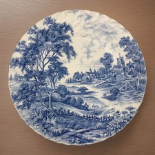 Vintage Ridgway Meadowsweet Blue And White Ironstone Dinner Plate Hand Engraving