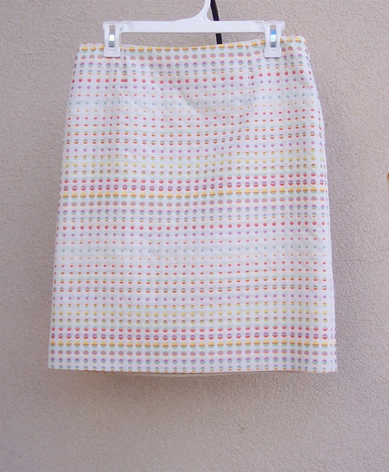 W by Worth white multi skirt Mod Retro size 6 S Geometric Dots colorful USA - Image 2 of 4