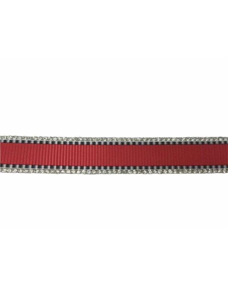 50 Cm Nastro Termoadesivo Gros Grain Rigato Rosso Strass Laterali Alto 2 Cm 1833 - Immagine 2 di 2