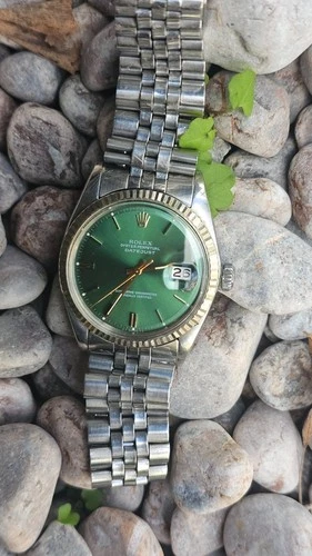Vintage Rolex Datejust 1601 Olive Green Dial Men's Automatic Watch 1973