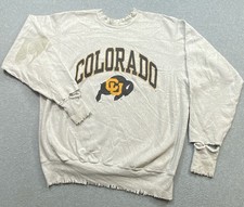Vintage Thrashed Sweatshirt Unisex Sz XL Pullover Colorado University Distressed
