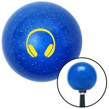 Yellow Headphones Blue Metal Flake Shift Knob w/ M16x1.5 Insert Shifter Auto