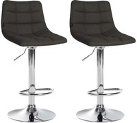 2Er Set Barhocker Jerry Stoff Chrom Dunkelgrau