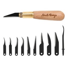 22UH Deluxe Wood Carving Kit with 10 Interchangeable High Carbon S.S. Blades,...