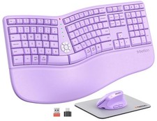 Ergonomic Keyboard and Mouse Combo, 2.4G Cordless Split Keyboard with Cushion...