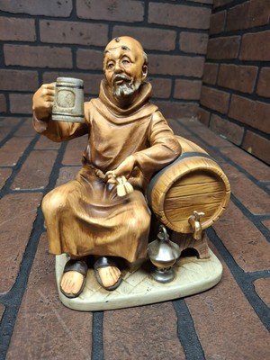 #ad Vintage 8quot; Figurine Monk Barrel Beer Japan Fine Porcelain $20.36