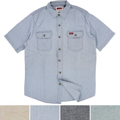 Wrangler Men's Shirt Button-up Short Sleeve, 2 Button Down Pockets