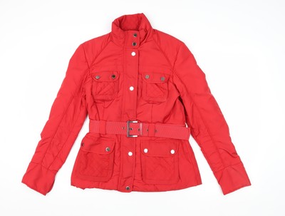 Zara Basic rote Damen Bikerjacke M gesteppt mit Gürtel