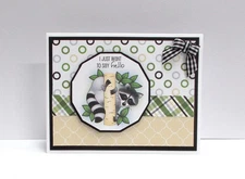Card Kit  Racoon "I just want to say hello"  all occasion   Set of 4 with envies