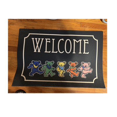 Grateful Dead Bears Door Mat Rectangle Black Multicolor Welcome Entry Rug 
