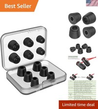 6 Pairs of Noise Isolating Ear Tips - Memory Foam for In-Ear Headphones Black 