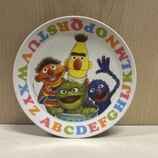 Vintage Sesame Street Alphabet Plate Bert, Ernie, Grover, Oscar Artisan Ware NHP