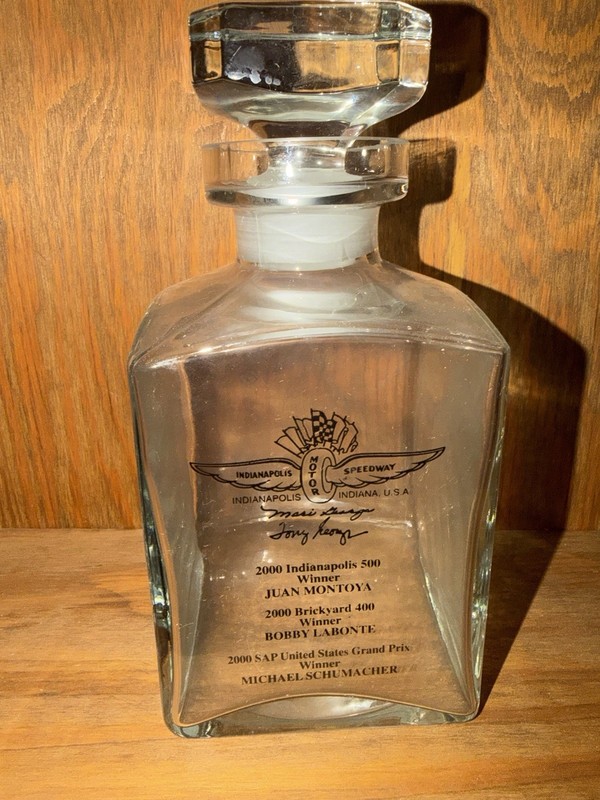Indianapolis 500 Clear Glass Square Decanter w/ Stopper
