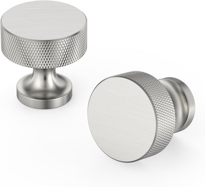 Asidrama 10 Pack Brushed Satin Nickel Knurled Cabinet Knobs Kitchen Nickel Pulls