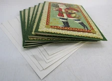 Vintage Punch Studio Embellished Holiday Santa Cards, 6 Cards/6 Envelopes/Box.