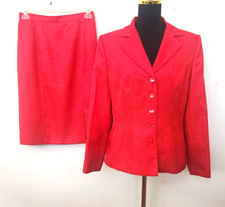 NWOT Sag Harbor Women's Ruby Red Elastic Waist 100 PE 2Pc Skirt Suit Size 12