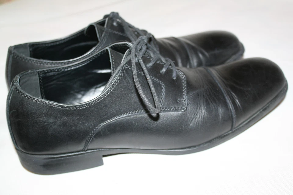 Zapatos de vestir Claiborne de cuero negro con cordones para hombre talla 10 M puntera 014-9131 Foto 3 de 4