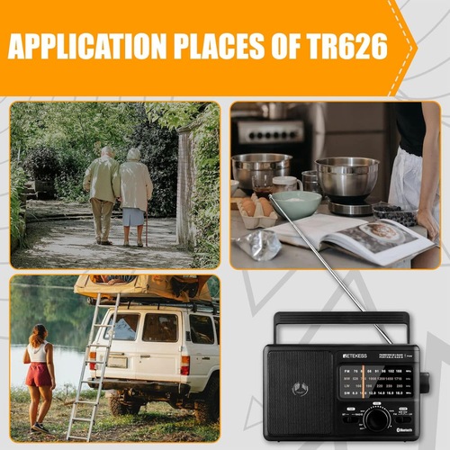 Tragbares Radio Netz/Akku | Transistor FM AM LW SW, Bluetooth, Vintage schwarz - Bild 8 von 9