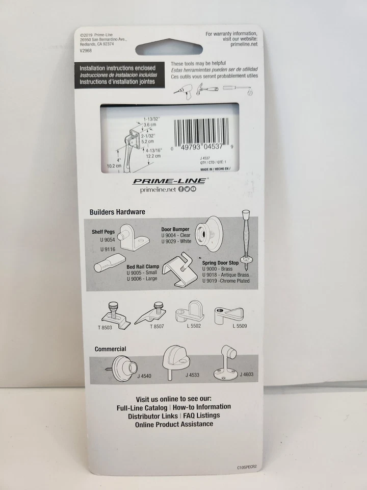 Prime-Line - J 4537 - Suporte de porta resistente - Drop Down - Acabamento cromado - Qtd. 6 - Imagem 3 de 4