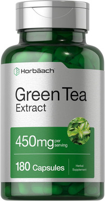 Horbäach Green Tea Extract Capsules 450Mg | 180 Count | Herbal Supplement | Non-