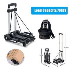Folding Aluminium Cart Hand Truck Dolly Push Collapsible Trolley Luggage Wheel