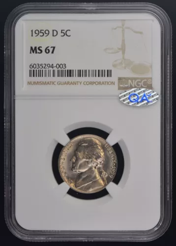 1959-D NGC MS 67 United States / American Jefferson Nickel - QA Check