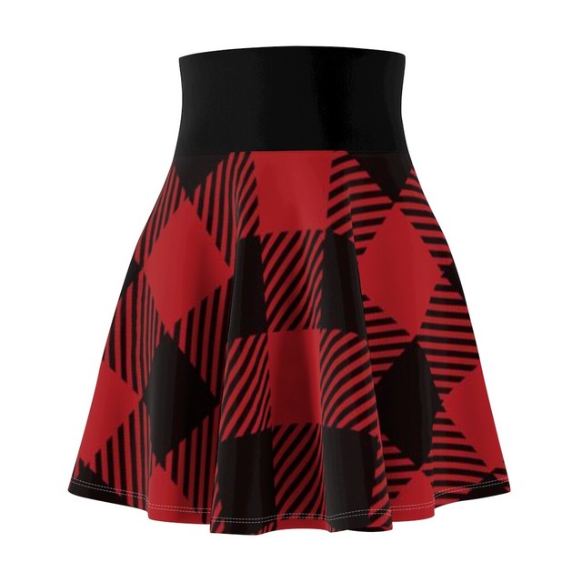 Black & Red Checkered Skater Skirt, Vintage Inspired eBay