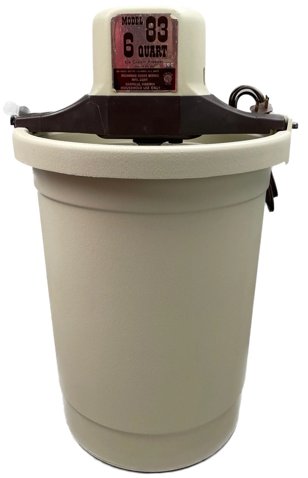 Richmond Cedar Works USA Model 83 6 Quart Electric Ice Cream Maker/Freezer