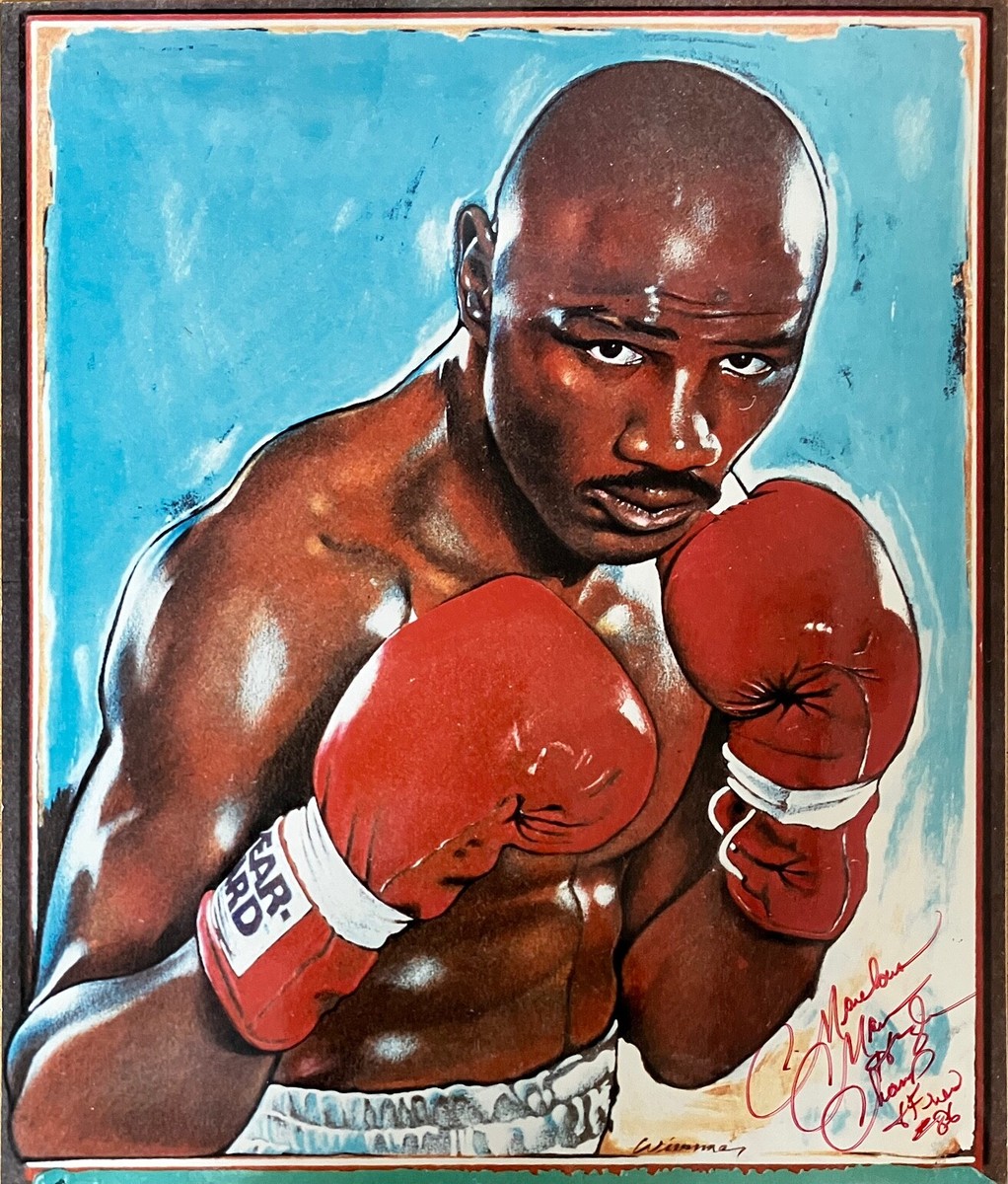 Large 1986 Autographed MARVELOUS MARVIN HAGLER Boxing Fight Art