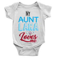 Personalised Boy Aunt Loves Me Babygrow Custom Name Gift Present Body Suit