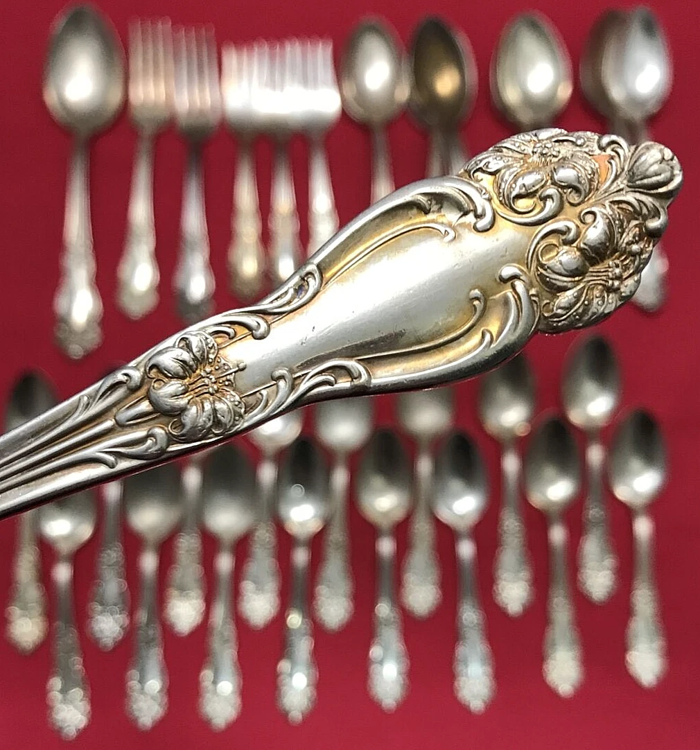33 Pc TIGER LILY / FESTIVITY Silverplated FLATWARE & SERVING PCS Reed & Barton