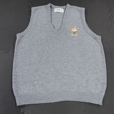 Vintage Flynn O'Hara Sweater Vest XL Gray Mount St Michael Crest Made in USA