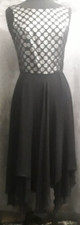 Vintage Elinette Black & Silver Spotted Party Dress 1980s UK 8 - 10 Eur 36