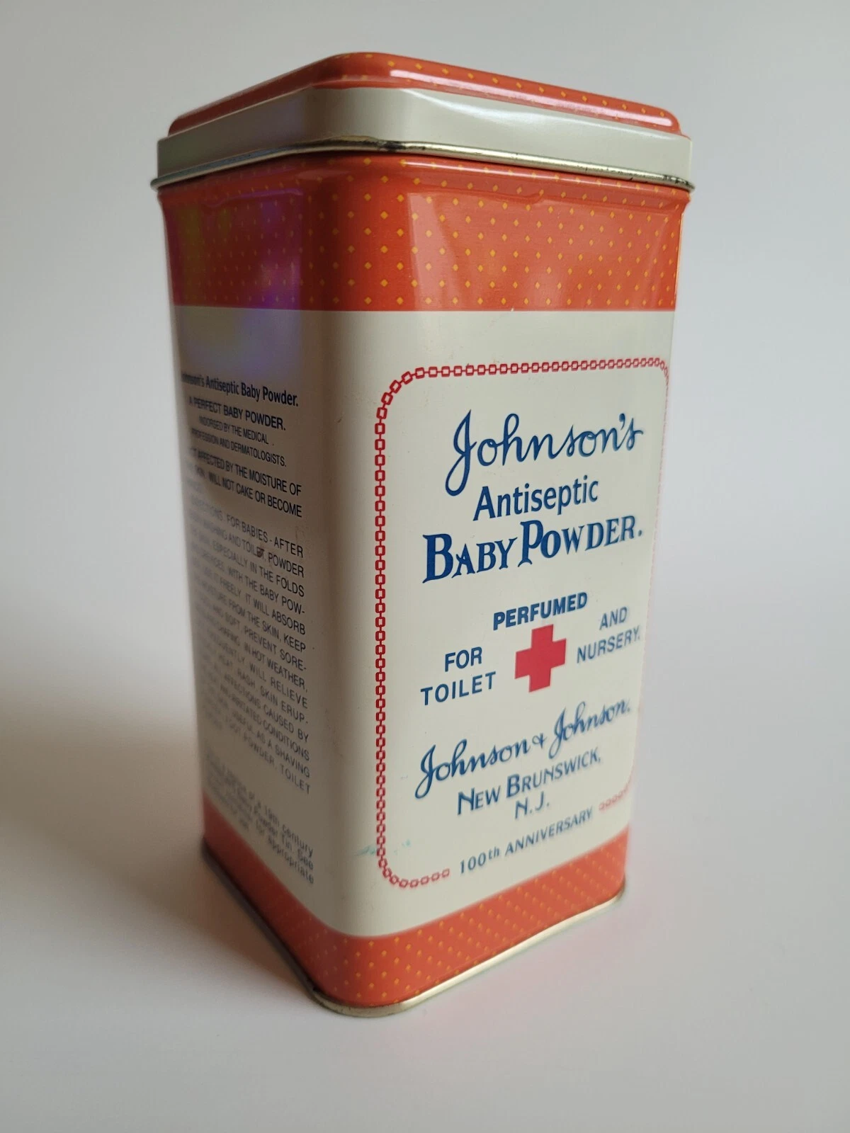 1986 Johnson & Johnson Antiseptic Baby Powder Tin - 100th Anniv Antique Replica