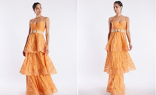 Stunning & Playful: BCBGMAXAZRIA Brianna Orange Tiered Gown in Size 2