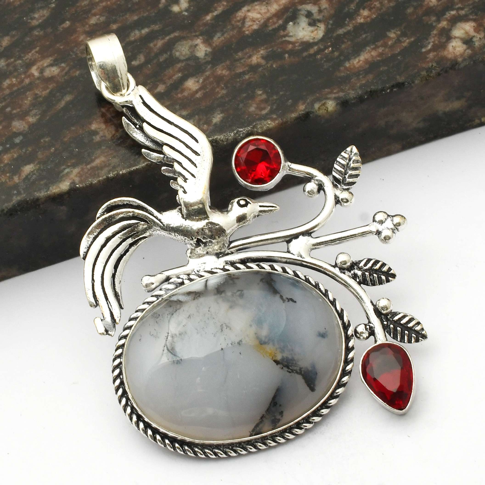 Dendrite Opal Garnet Gemstone Handmade Pendant Jewelry New Year Gift  AP-15964