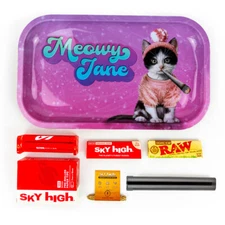 Metal Rolling Tray Meowy Jane Combo Bundle Kit RAW, SKY HIGH Gift Pack #12