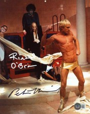 RICHARD O'BRIEN PETER HINWOOD SIGNED 8x10 PHOTO ROCKY HORROR RARE BECKETT BAS