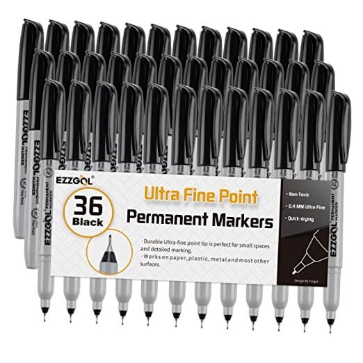 Ultra Fine Permanent Marker, 36 Pack Ultra Fine Point Black Permanent Marker