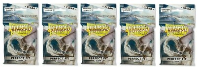 Lot of 5 Dragon Shield Perfect Fit Inner Sleeves Clear brand new 100 ct packages